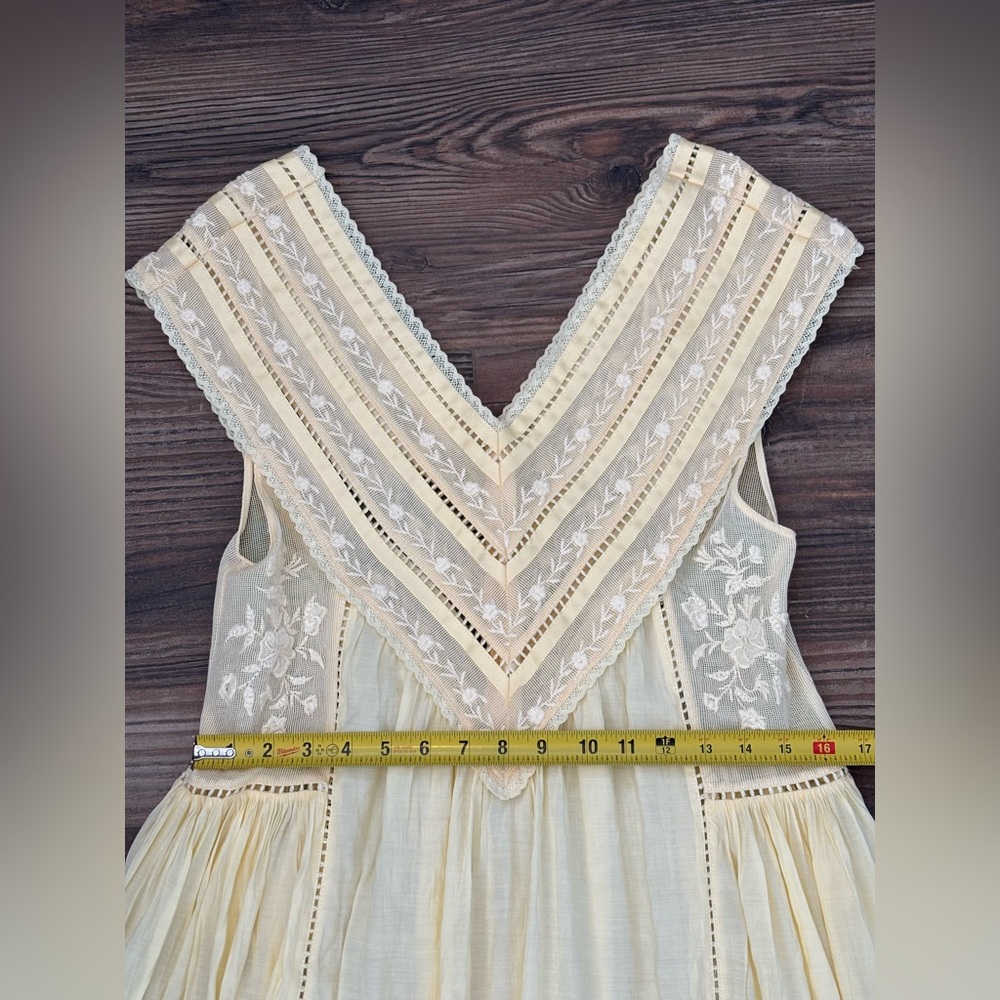 Zara ZW Collection embroidered pleated maxi dress butter yellow - Picture 11 of 16
